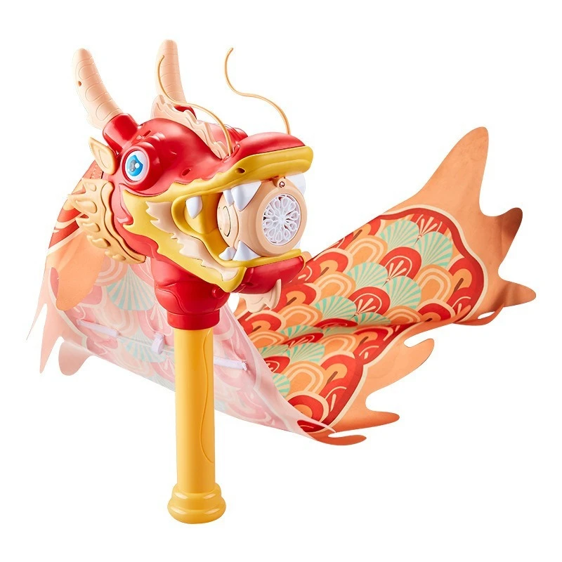 2024 New Arrival Chinese Dance Dragon Bubble Toy Machine Froth Blower Kids Electric Handheld Bubble Wand Stick with Light
