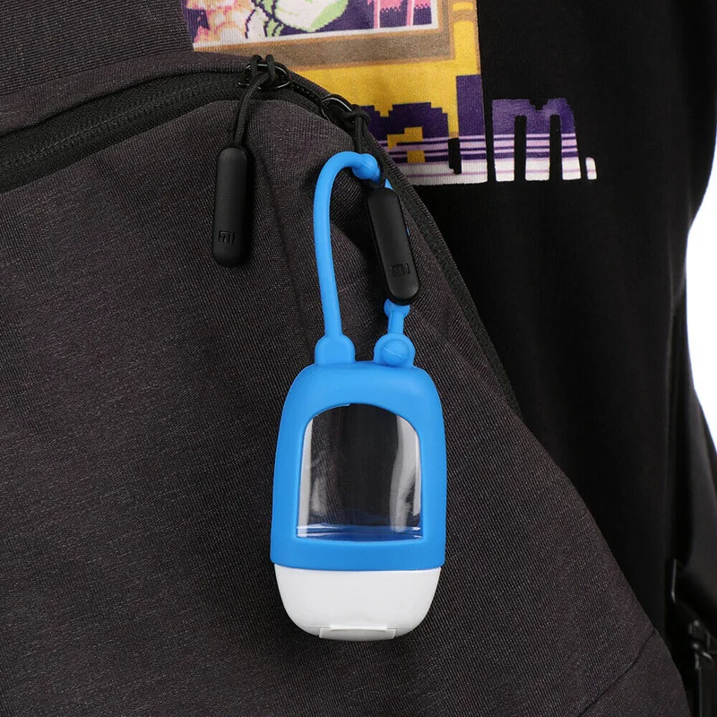 Promotion Portable Silicone 1oz Alcohol Gel Perfumer Bottle Cover Keychain Silicone 30ml Mini Pocket Hand Sanitizer Holder Case