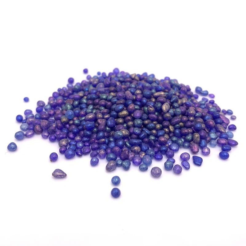 China Tory Iridescent Dark Blue Irregular Glass Pebbles For Swimming Pool