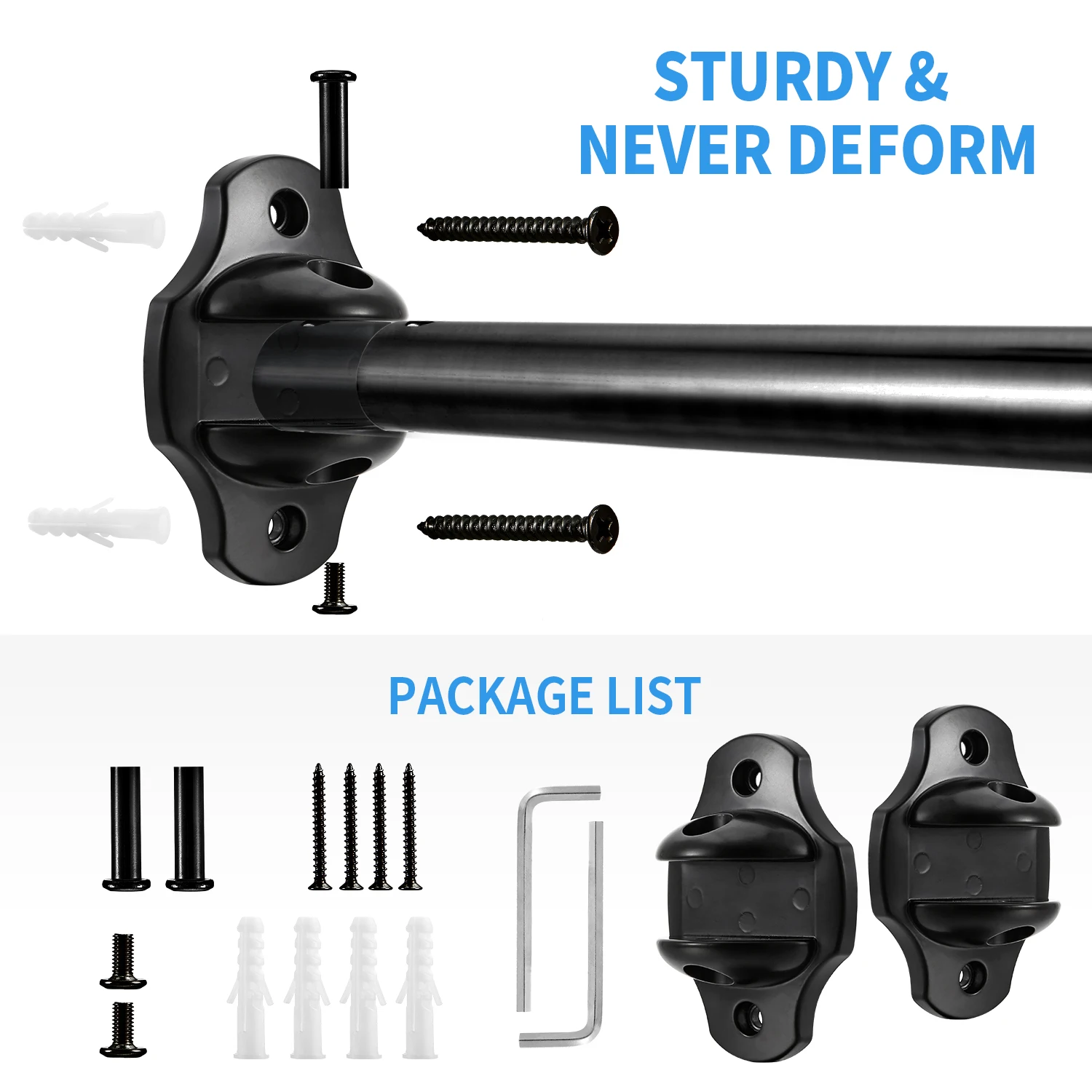 Customized Rotating Curved Shower Curtain Rods Sets Metal Stainless Steel Curtain Rod Set