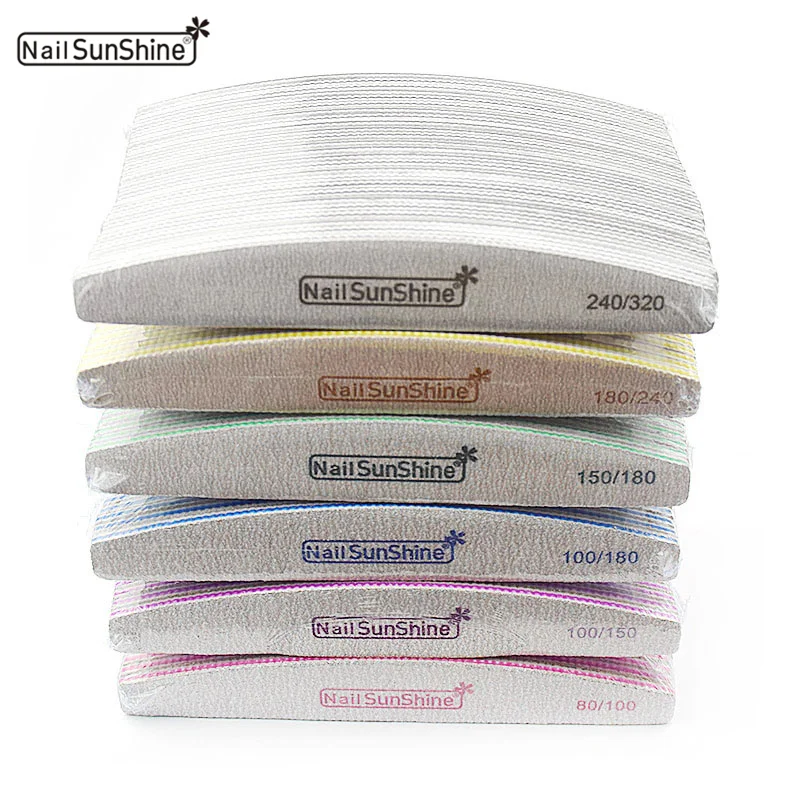 50pcs Nail File Nail Sunshine Strong Sandpaper Washable 80/100/150/180/240/320 Buffer Block For Manicure Emery Board Boat Files