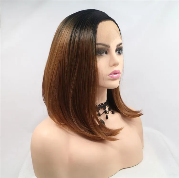 Короткие прямые синтетические парики с эффектом омбре Боб черные женские парики средней части безклеевые парики для косплея