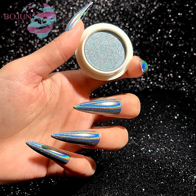 BOJUN Wholesale Easy Rubbing Glitter Powder Holographic Solid Nail Powder