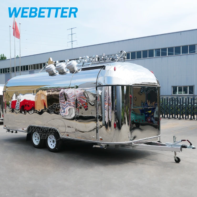 Webetter Stainless Steel Airstream Mobile Food Van Trailer Fully Equipped Mobile Food Truck Purchase With Full Kitchen
