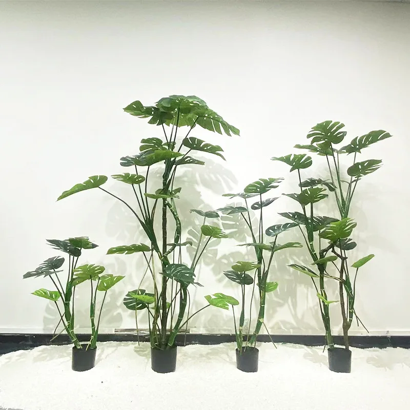 Shanghai Nordic style home large bionic plant decoration rainbow taro tree potted green bonsai artificial simulation green plant