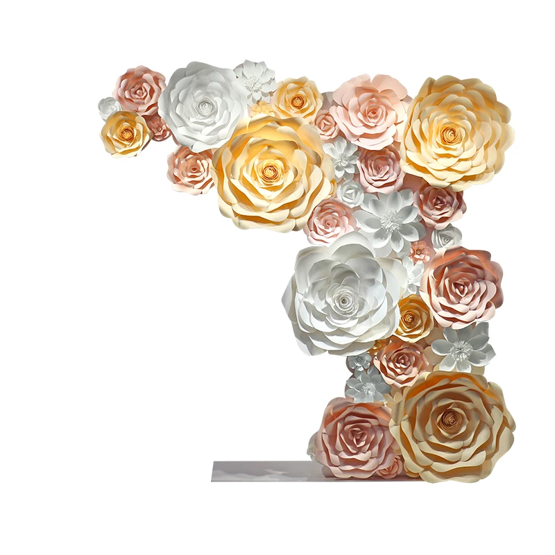 O&M Display Design Wedding Backdrop Fake Flowers Background For Indoor Wedding Decoration