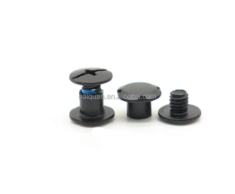 Matt Black With Nylon Patch Pf Head Round Head Stock Supply 5Mm Long Black Metal Binding Chicago Screws For Menu And Books