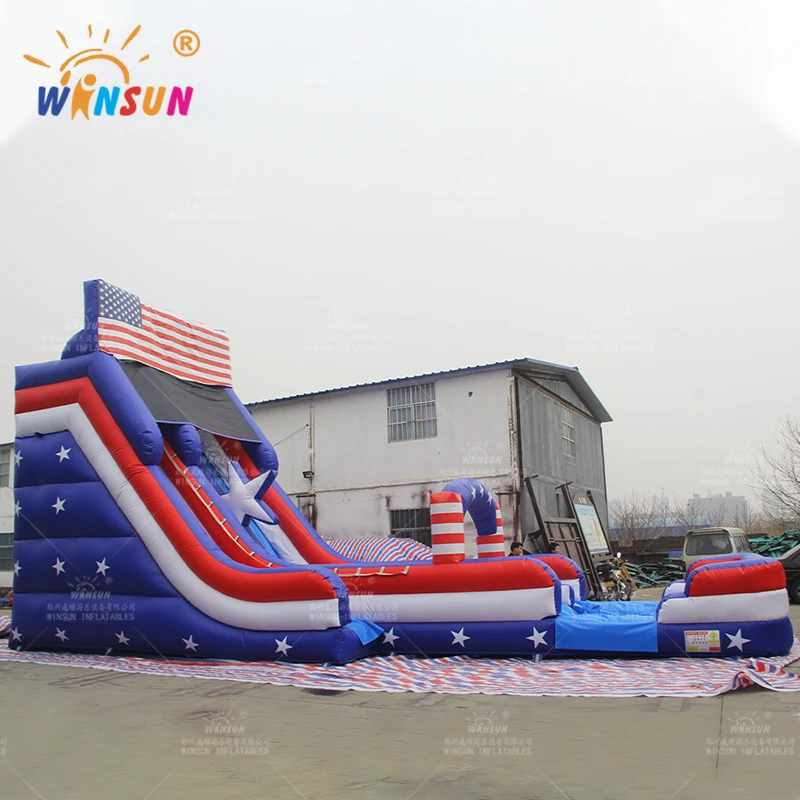 WINSUN 20ft stars and stripes double line water slide Custom commercial backyard giant slide adult and kids slide for sale