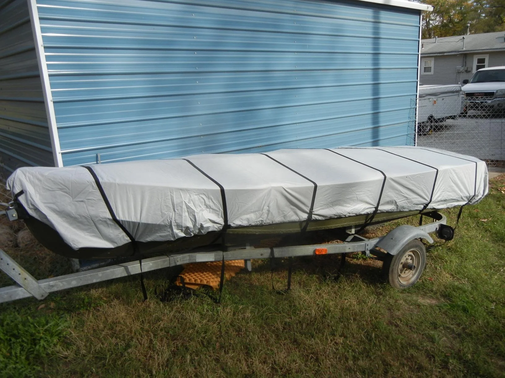Водонепроницаемый чехол для лодки Jon Boat 420D мощный с прицепом подходит 15 футов длинным лучом 72 дюйма