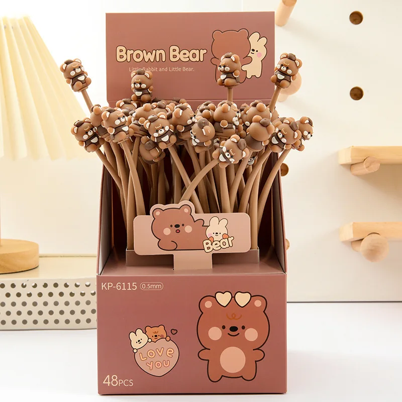 Cartoon Soft Bear Shake Music Neutral Pen Cute and Cute Signature Pen Black Water Pen Student Stationery Wholesale