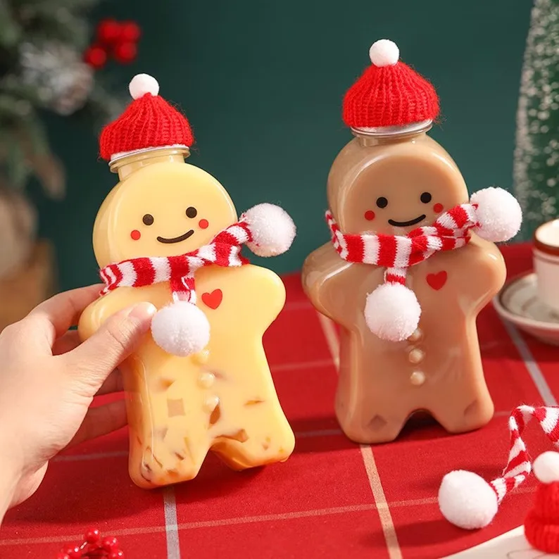 Gingerbread Man Water Tumbler Gingerbread Bottle Drinking Cup 17oz Shaker Drink Bottle Christmas Bottle Christmas Gift