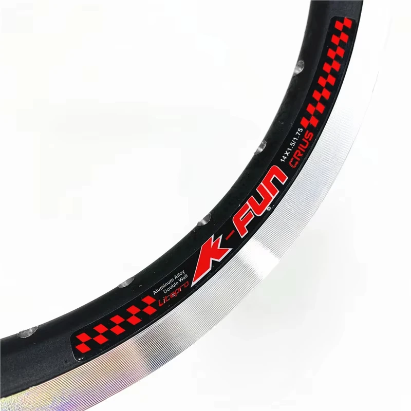 14 Inch Folding Bike Rims Aluminum Alloy Double Wall Wheel Rims 20-28 Hole Bya412 Folding Kids Bike Rims