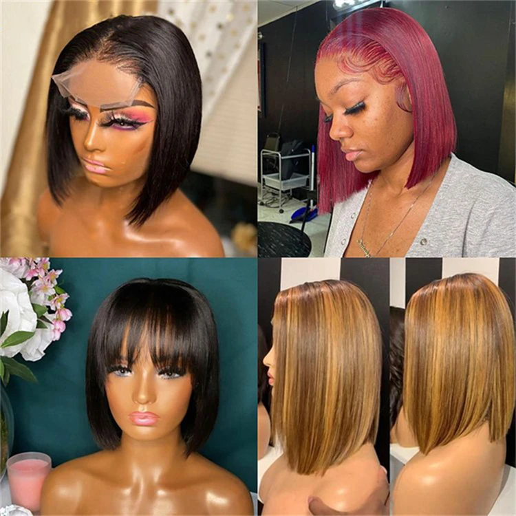 HD Lace Wigs Human Hair Lace Front Shoulder Length Piano Color Curly Bob Wig Highlight Body Wave Bob Wig For Black Women