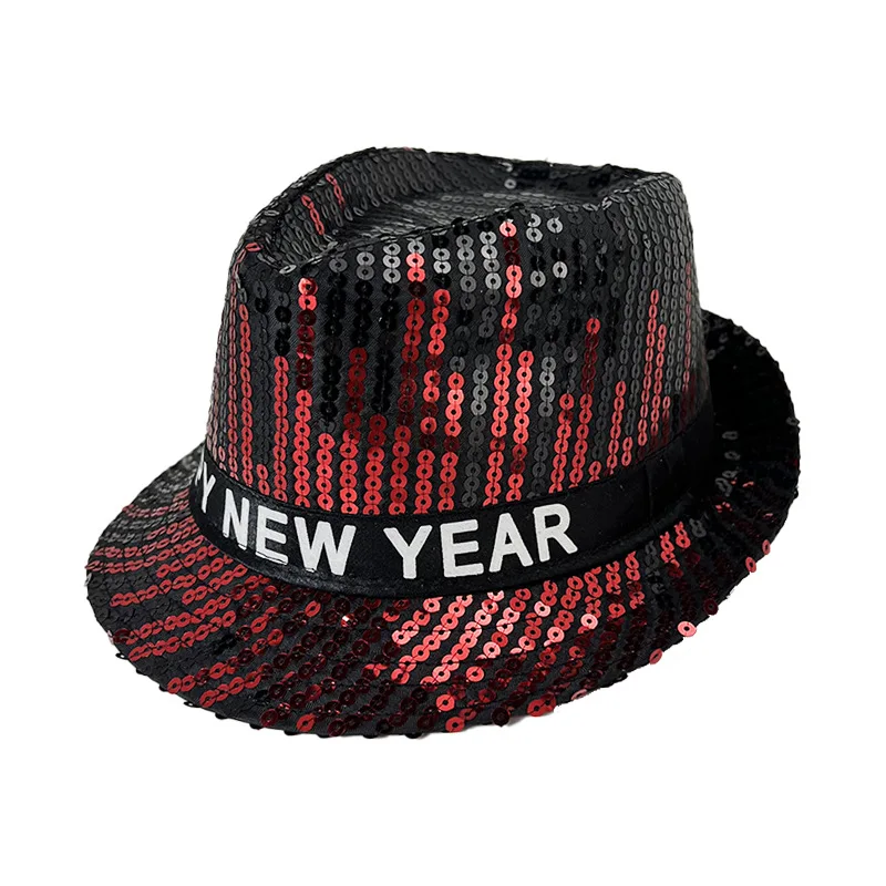 ready to ship fashion carnival stage night sequins Fedora Hats trilby jazz hat new years eve party hats