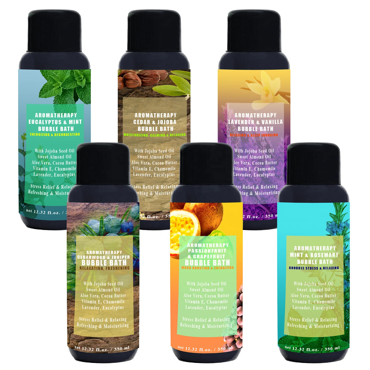 6 популярных ароматерапевтических успокаивающий увлажняющий Расслабляющая жидкая ванна для домашнего спа-душа гель для душа с эвкалиптом мятный розмарин