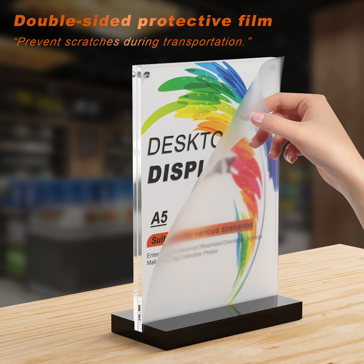 ROUST Premium Double-Sided A4 A5 A6 10*20 Acrylic Photo Frame Magnetic Desk Display Office Coffee Shop Badge Holder Accessories