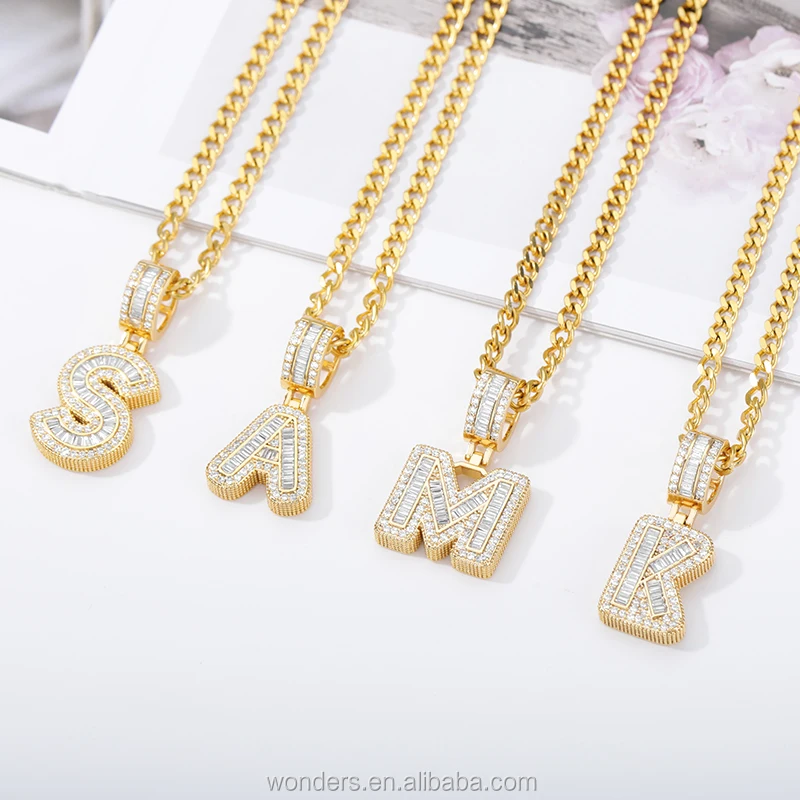 Ice Zircon CZ Rhinestone Initial Necklaces Micro Set necklaces-for-lady Trendy Necklace Jewelry Wholesale Dropshipping