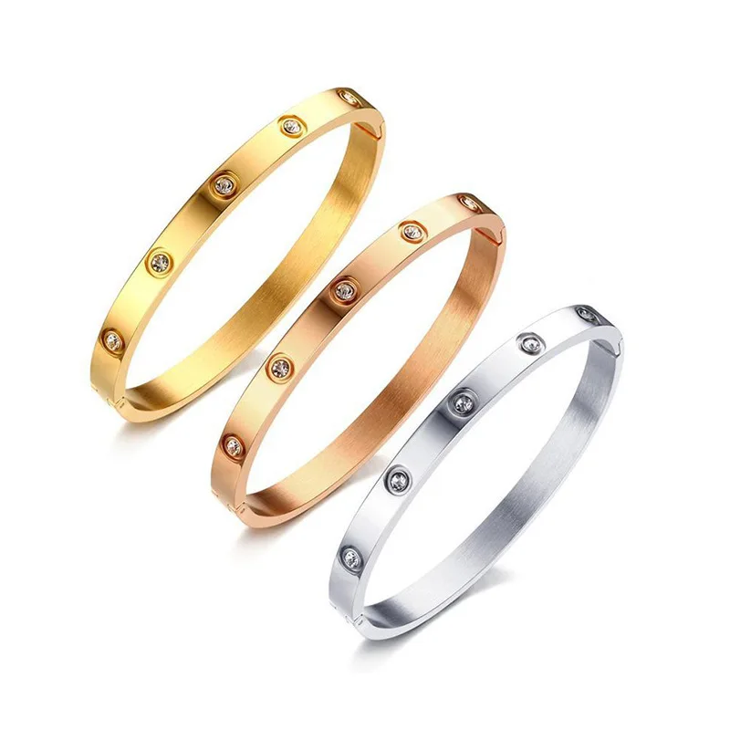 Luxury Brand  Love Bangle Cubic Stainless Steel nail bangle bracelet  nail bangle