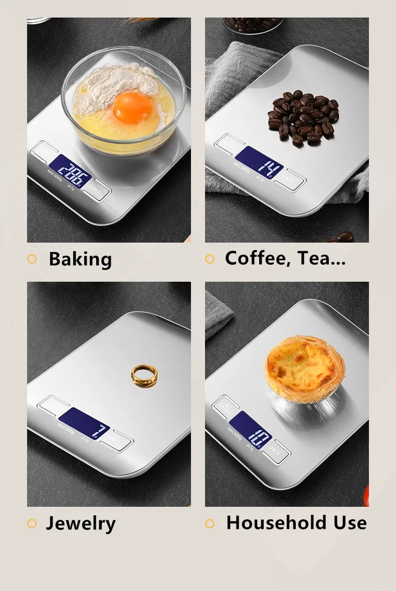 Accurate Weighing ABS Minimalism Kitchen Scales Kitchen Digital Long Life High Strain Sensors