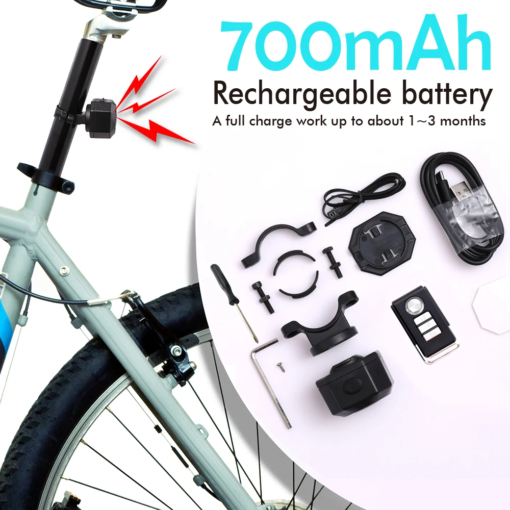 bike theft system alarm bicycle anti-theft with control remote security e-bike electric for IP65 motor bicycle anti-theft alarm