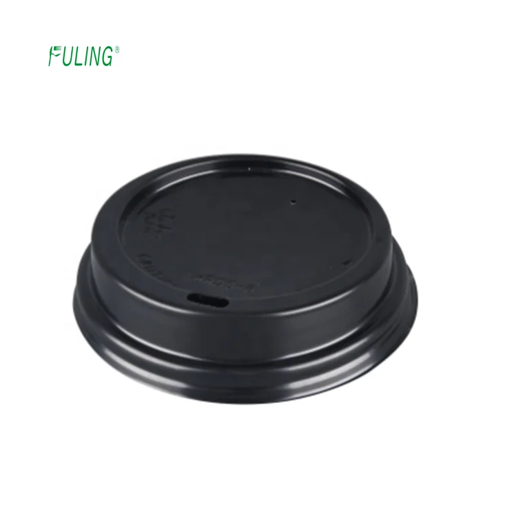 top quality white black  ps 80mm 90mm plastic flat dome sip lids for paper cup