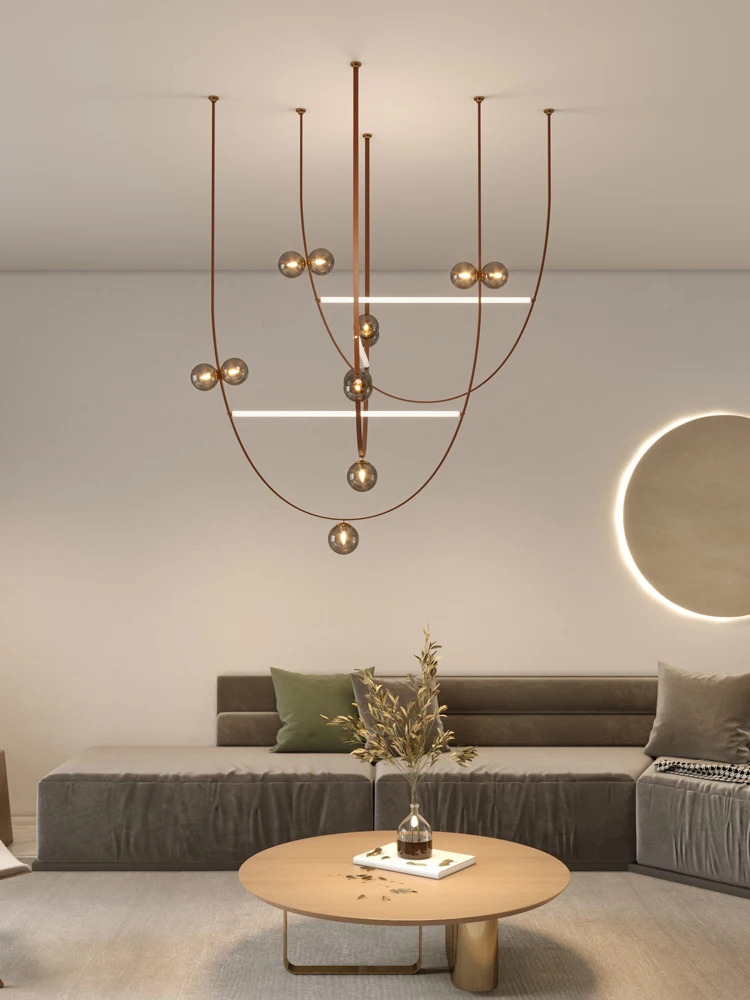 Italian Living Room Chandelier Designer Creative Belt Minimalist Pick Empty Model House Villa Stairwell Lighting