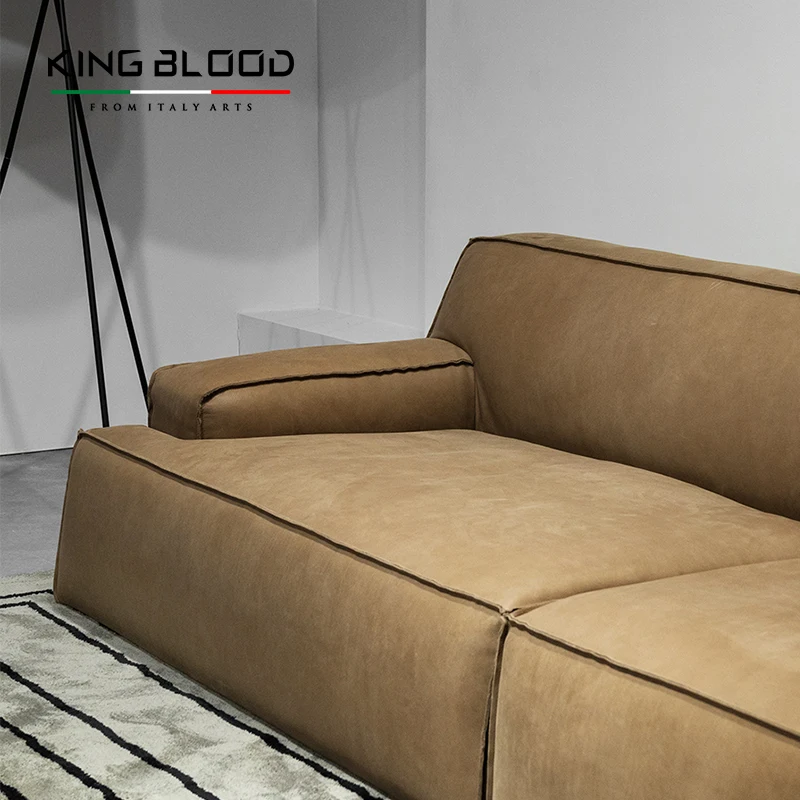 china factory sofa modern oil wax cowhide genuine light nubuck leather sofa sets