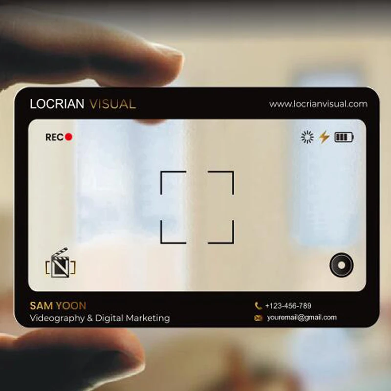 1 Pieces Moq Custom Logo Photo Transparent plastic Frosted Waterproof NameCard Printed Business Card