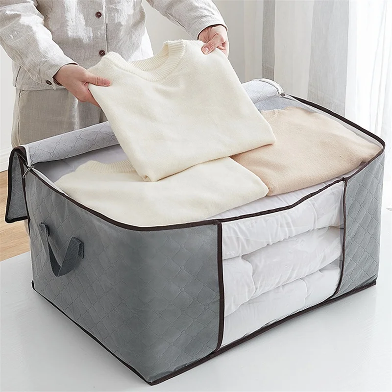Customized Size High Quality Non Woven Foldable Comforter Quilt Clothes Blanket Bag Comforter Storage Bag For Clothes  Comforter