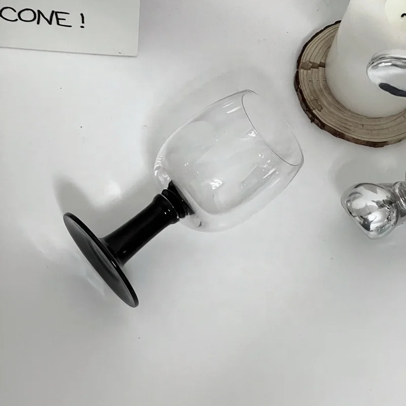 Amazon Hot Sale Black Vintage Goblet Screw Rod Red Wine Wine Glass (Slightly Imperfect)