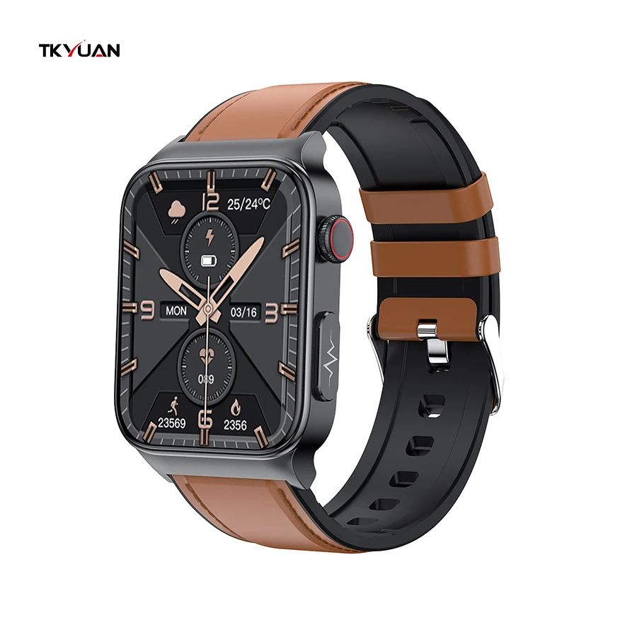 TKYUAN 2022 E500 Sport Smart Watch Electrocardiogram Temperature Blood Oxygen Sleep Monitoring Blood Glucose ECG PPG Smart Watch
