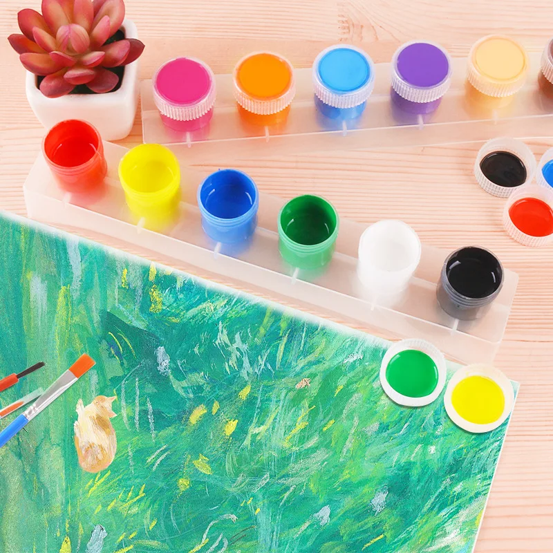 20ML Paint Set With Brush Washable Toddler Baby 12 Color Kid Finger DIY Graffiti Paint Pigment