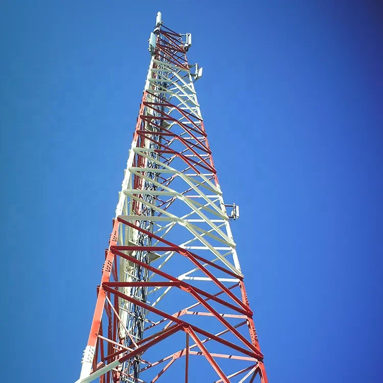 three legged microwave communication angle steel legged antenna gsm telecom 3 leg tower