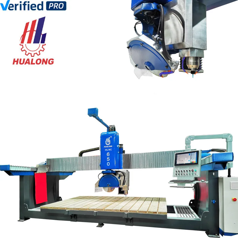 HUALONG machinery HLNC-650+ multifunctional 4-axis cnc milling engraving Bridge Saw Stone Cutting Machine for granite marble