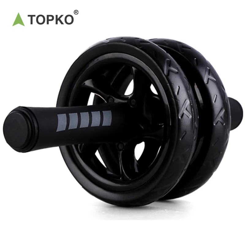 TOPKO Stocked New Arrival home fitness abdominal wheel with comfortable easy grip handles fitness Roller Wheel