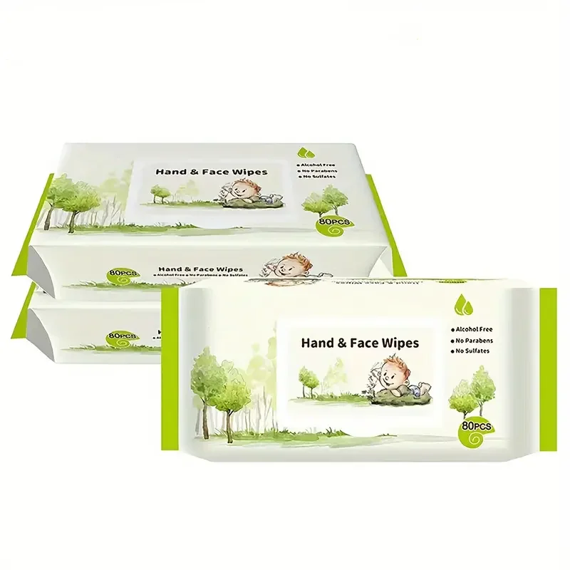Spunlace Nonwoven Baby Wipes 80pcs Natural Fragrance Free Baby Hand&Mouth Water Wipes