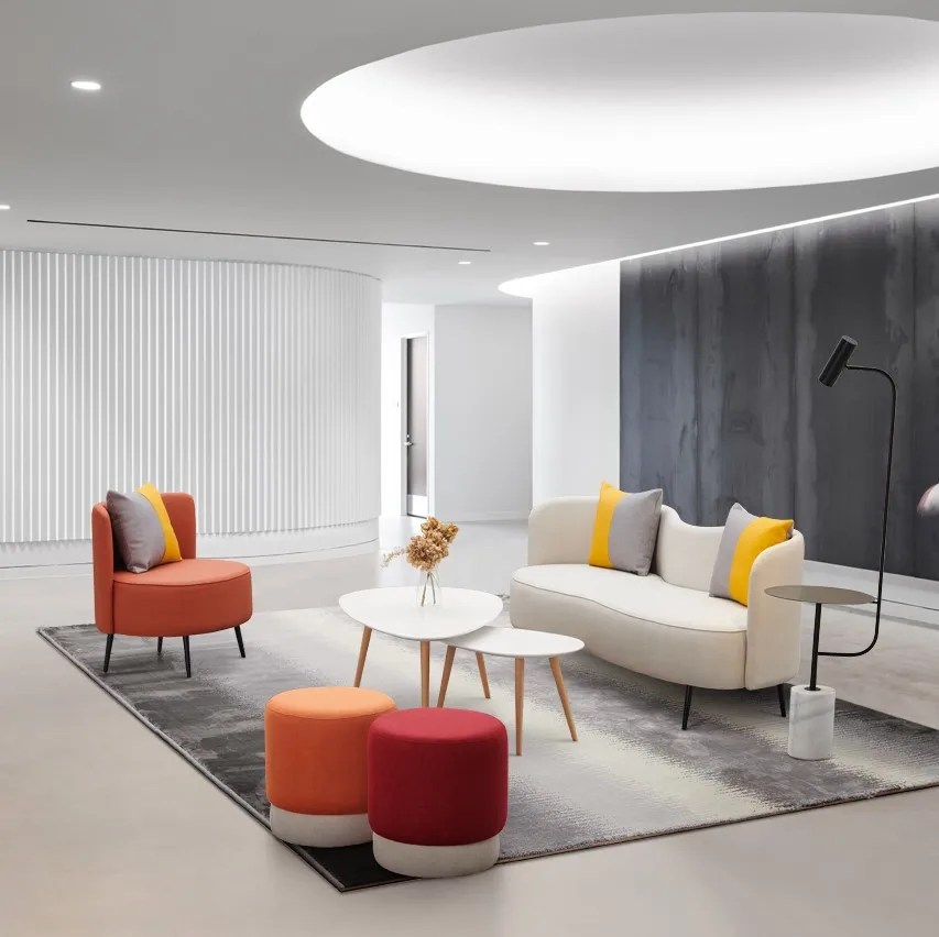 Loose Furniture Modern Wave Shape Love Seat Leisure Fabric Sofa Chair For Waiting Lobby