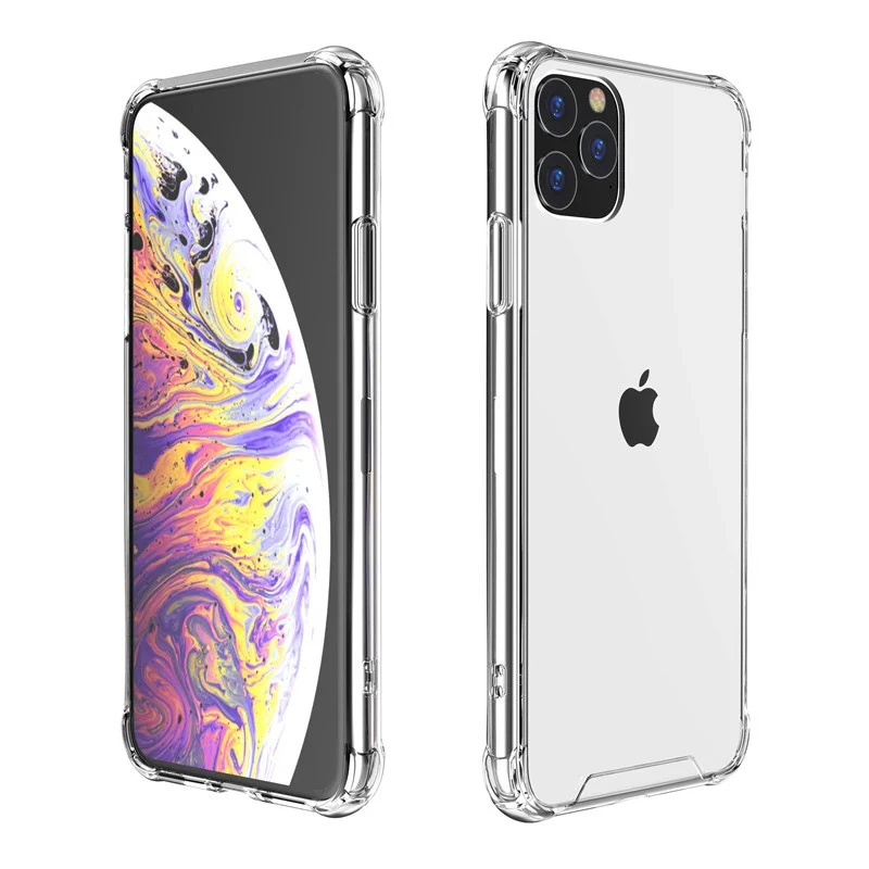 1.0mm Tpu Pc Shockproof Silicone Clear Mobile Cover Acrylic Transparent Hard Cell Phone Case Ready to Ship For Iphone 12 pro max