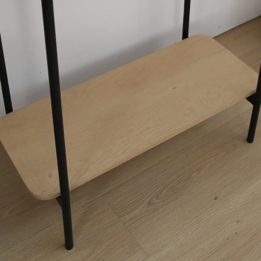 Cheap Wholesale Black Metal Wood With Glass Top Console Table Living Furniture