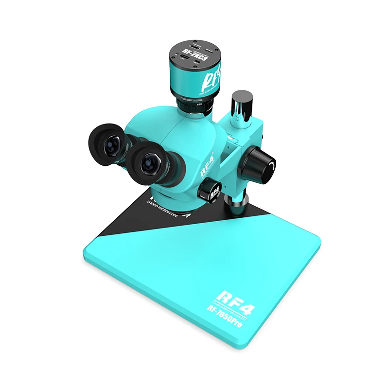 Microscope for Mobile Phone PCB Repair RF4 RF7050 PRO 7-50X Zoom Microscope Electronic Trinocular Stereo Microscope With LED