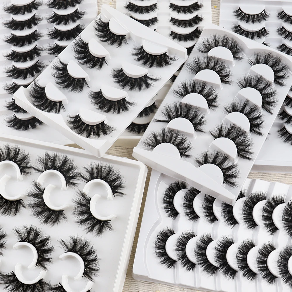 Private Label Logo Printing 5 Pairs Fluffy Lash Book Set 5d Russian Lash Vendor High Quality Faux Mink Eyelashes