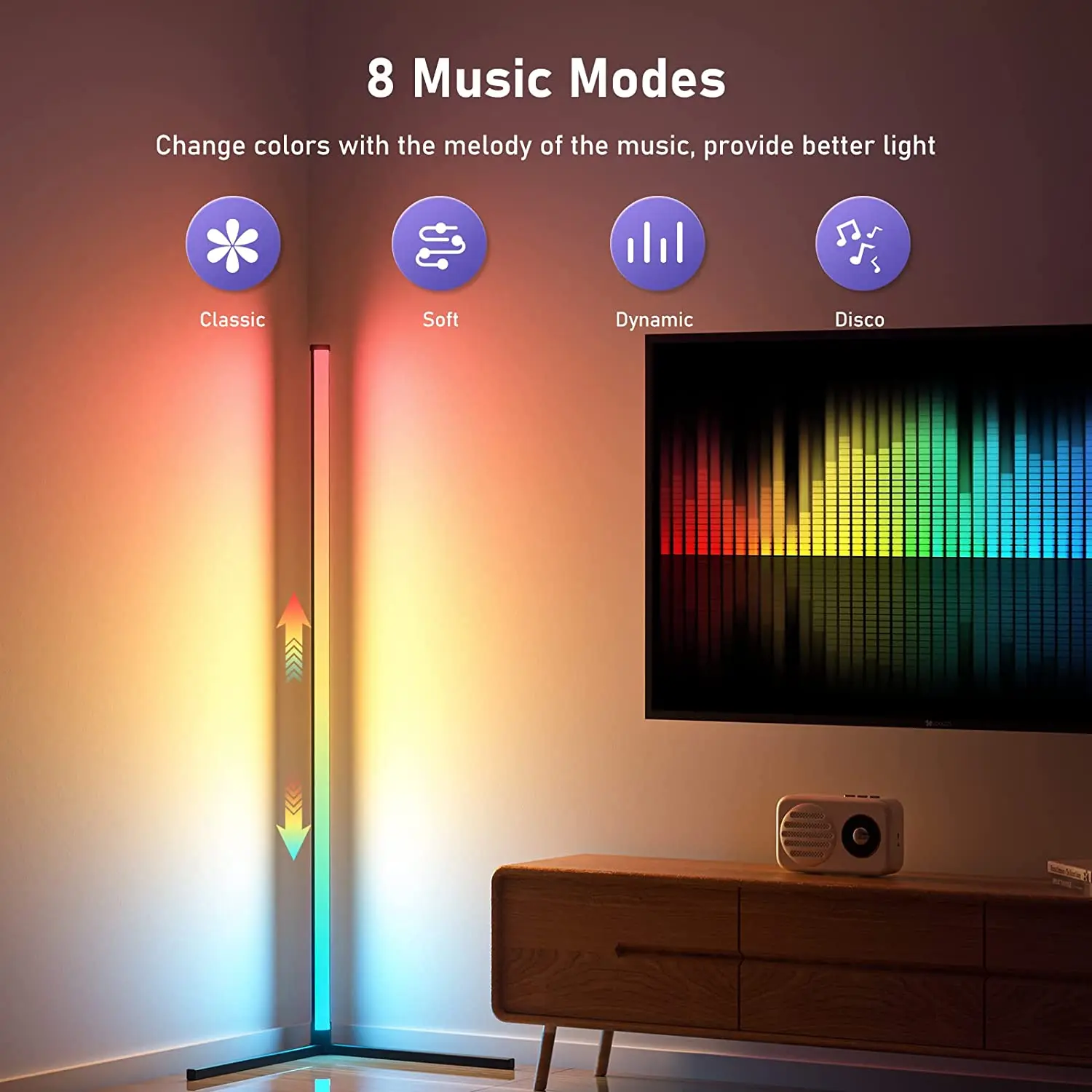 Home Decoration Zigbee APP Remote Control Playroom Living Room Standing Lamp LED Corner Music RGB USB Atmosphere Floor Lamp
