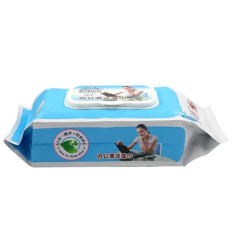 Wholesale custom biodegradable box wipes cleaning BaoJia rectangular wet wipe for home cleaning 60pcs