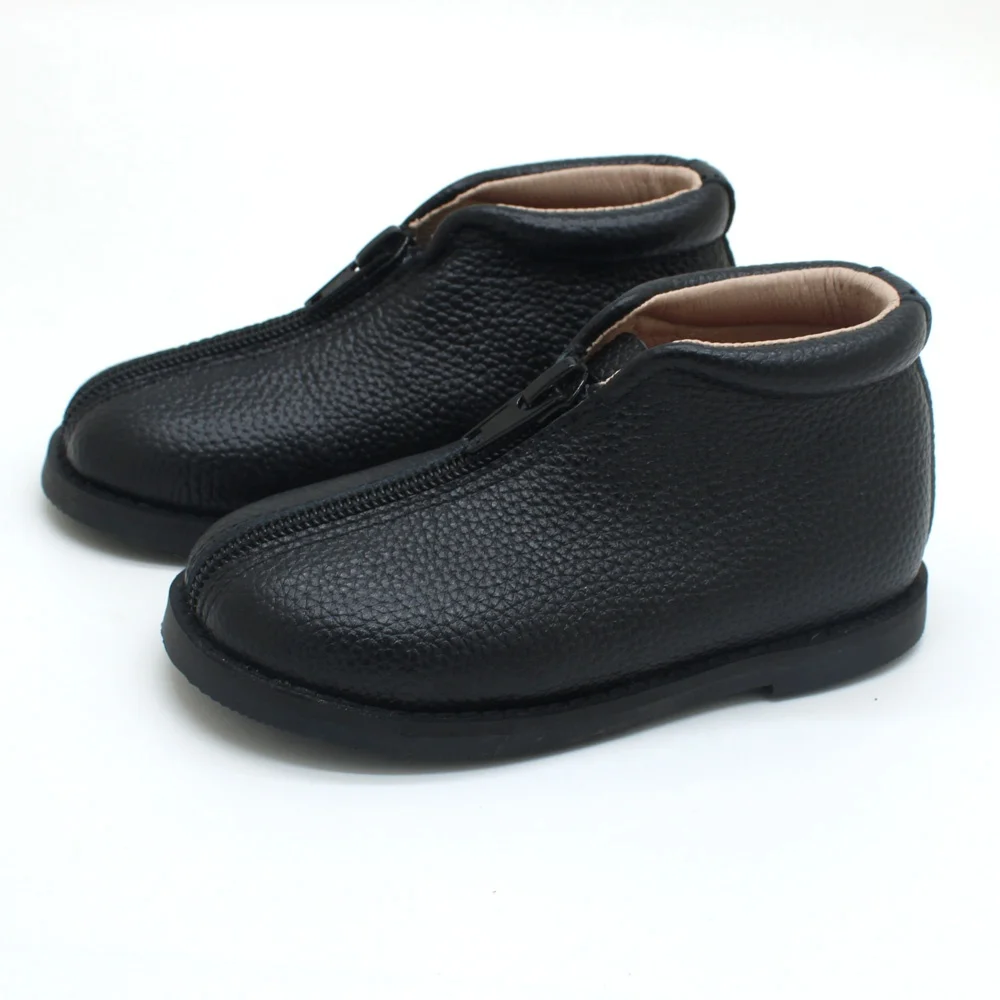 2021 factory custom genuine leather kids shoes size 7 with zipper