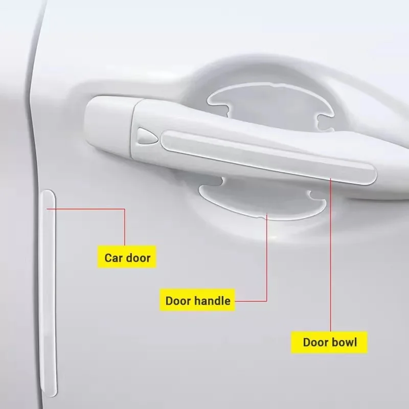 8Pcs Car Door Transparent Anti-collision Protector Bar Stickers Side Edge Protection Guards Rear View Mirror Cover Strip