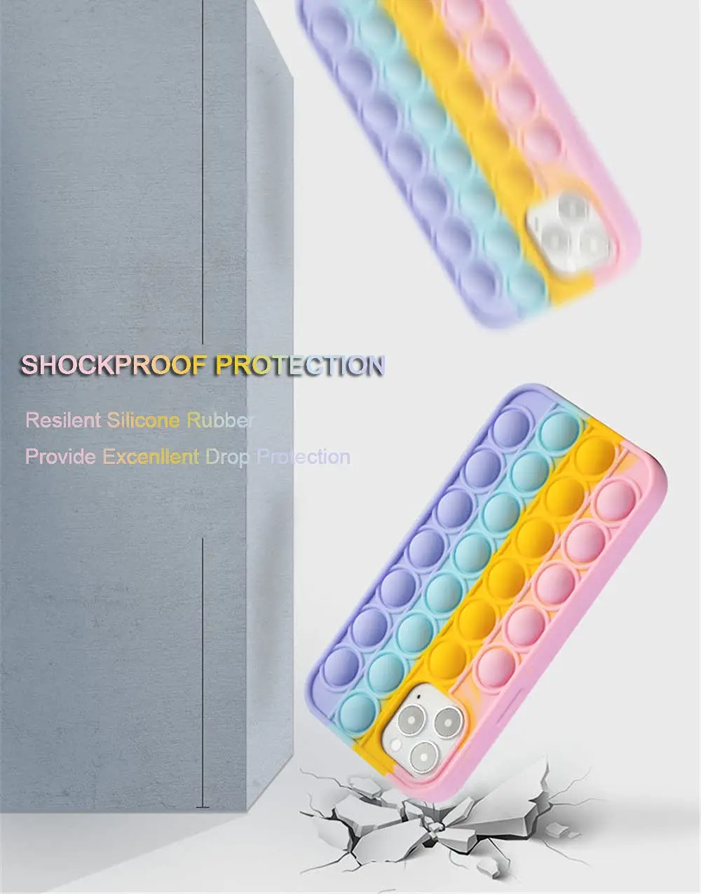 Factory Custom Pop It Phone Case Fidget Toys Silicone Protection Cover Case for iPhone8 7 6