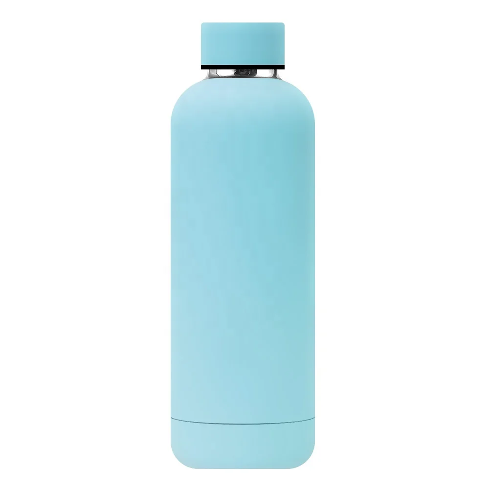 Custom logo rubber paint double wall stainless steel vacuum flask water bottle 750ml
