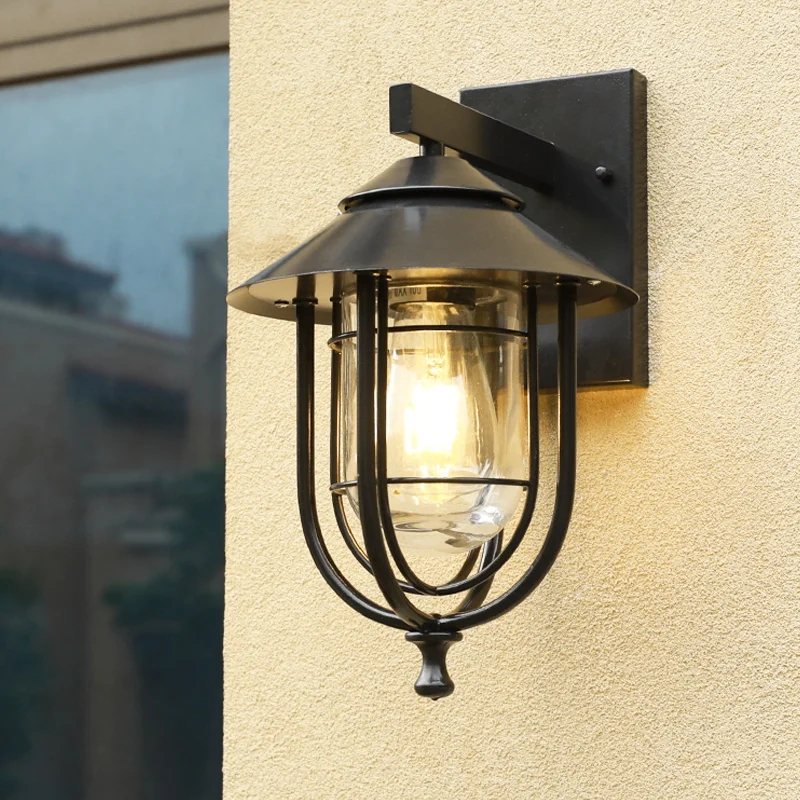American style sconce lighting led lamp outdoor wall light vintage wall lamp outdoor glass iron waterproof wall lamp