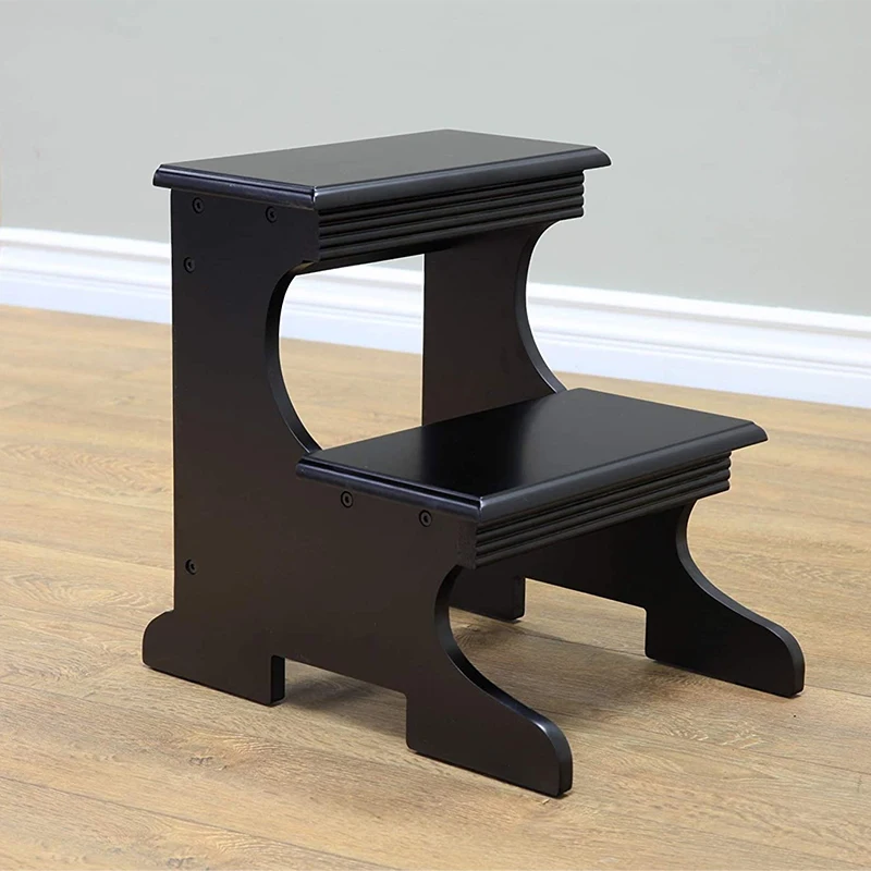 Furniture ladder stool, cherry color, black,wooden ladder stool