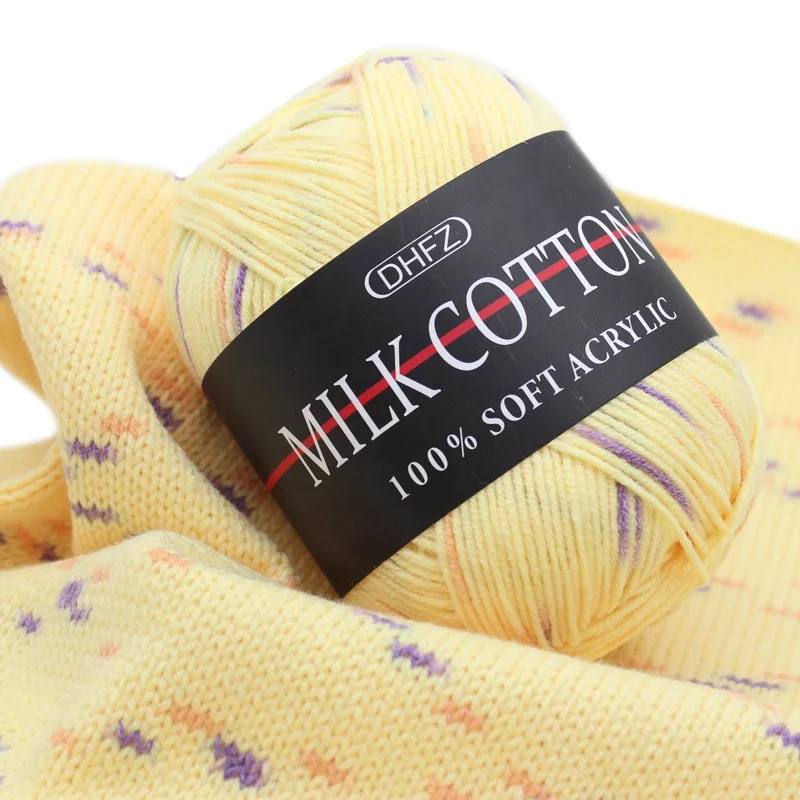 many Color gradient blended milk cotton yarn hand knitting yarn 3ply